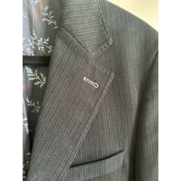 Ted Baker Cotton Blend Purple Label Black Striped Sport Coat Sz. 4/Large/40 - Picture 2 of 15